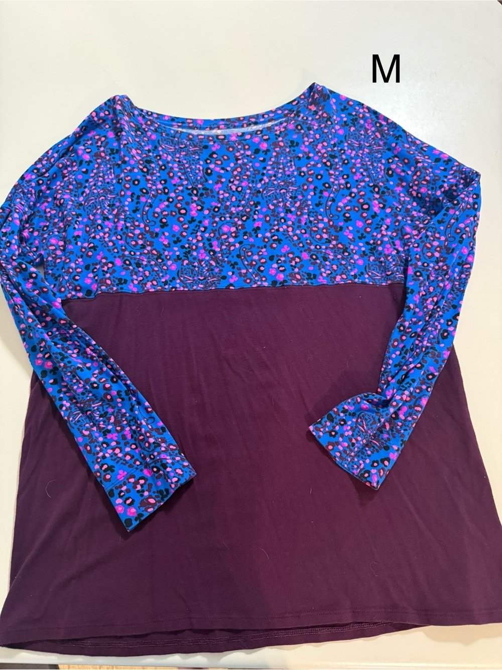Lilly Pulitzer Purple & Blue Long Sleeve Colorblock Top